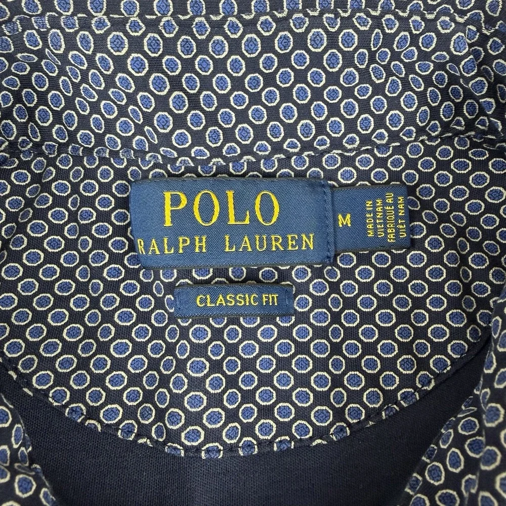 Polo Ralph Lauren‎ Shirt Mens Medium Blue AOP Circle Print Custom Classic Fit